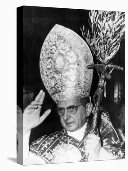 Pope Paul Vi, Blessing Crowd in St. Peter's Basilica on Palm Sunday, Vatican City, April 3rd, 1966-null-Stretched Canvas