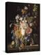 Poppies, Hollyhock, Morning Glory, Viola, Daisies, Sweet Pea, Marigolds and Other Flowers in a Vase-Jan van Huysum-Premier Image Canvas