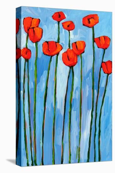 Poppies On Blue - 2 Of 3-Patty Baker-Stretched Canvas