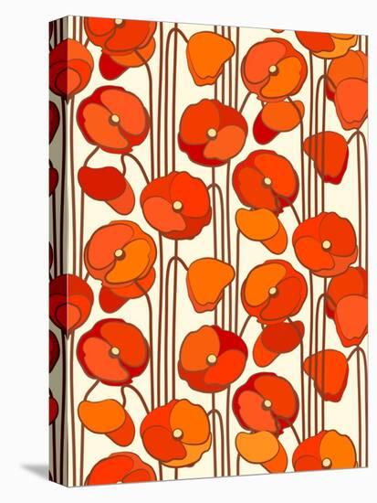 Poppies. Seamless Background.-isveta-Stretched Canvas