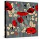 Poppy Flowers Seamless Pattern over Grey-Danussa-Stretched Canvas