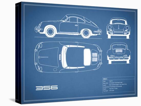 Porsche 356C-Blue-Mark Rogan-Stretched Canvas