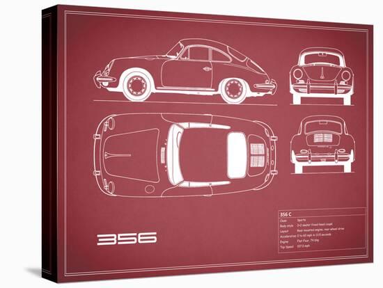 Porsche 356C-Maroon-Mark Rogan-Stretched Canvas