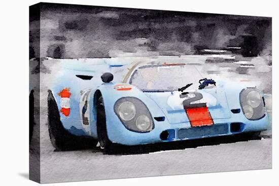 Porsche 917 Gulf Watercolor-NaxArt-Stretched Canvas