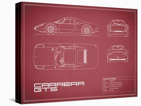 Porsche Carrera GTS-Maroon-Mark Rogan-Stretched Canvas