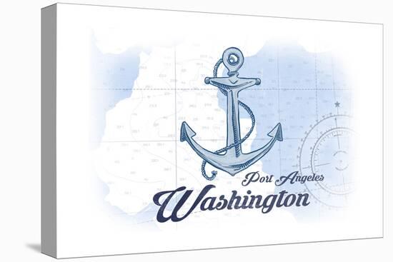 Port Angeles, Washington - Anchor - Blue - Coastal Icon-Lantern Press-Stretched Canvas