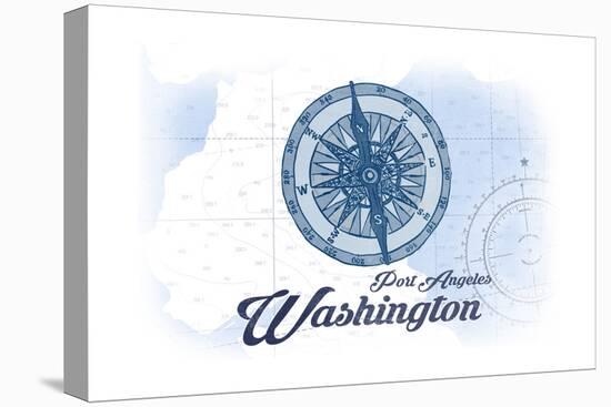 Port Angeles, Washington - Compass - Blue - Coastal Icon-Lantern Press-Stretched Canvas