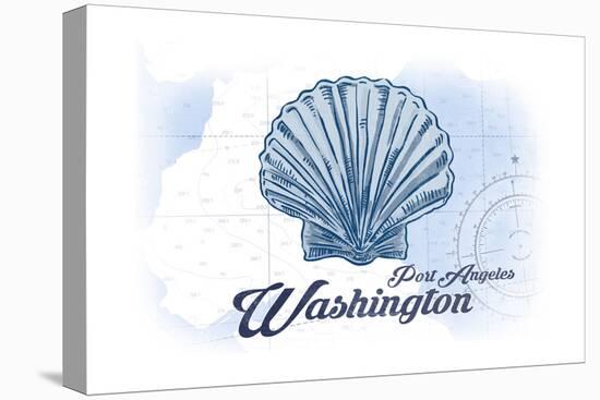 Port Angeles, Washington - Scallop Shell - Blue - Coastal Icon-Lantern Press-Stretched Canvas