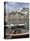 Port Barges on Douro River, with City Beyond, Oporto (Porto), Portugal-Upperhall-Premier Image Canvas