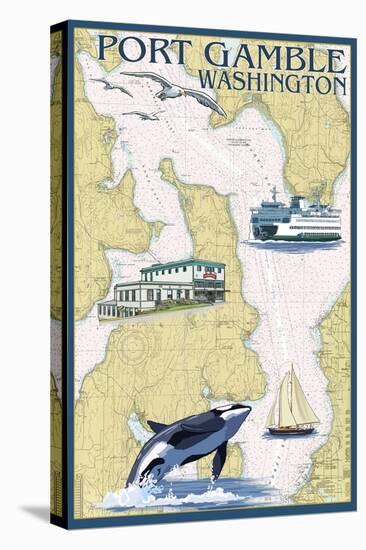 Port Gamble, Washington - Nautical Chart-Lantern Press-Stretched Canvas