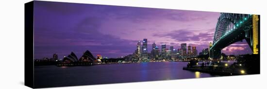 Port Jackson, Sydney Harbor and Bridge Night, Sydney, Australia-null-Premier Image Canvas
