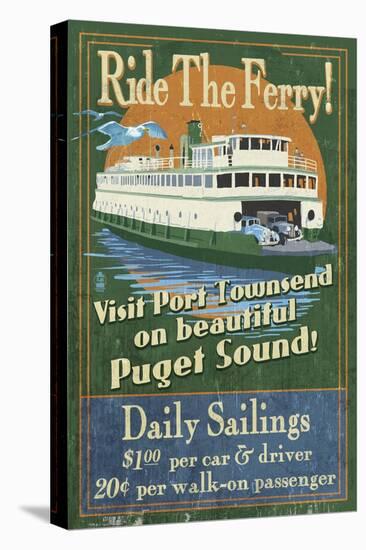 Port Townsend, Washington - Ferry-Lantern Press-Stretched Canvas