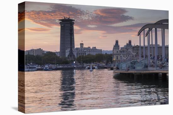 Port Vell at sunset, Barcelona, Catalonia, Spain, Europe-Frank Fell-Premier Image Canvas