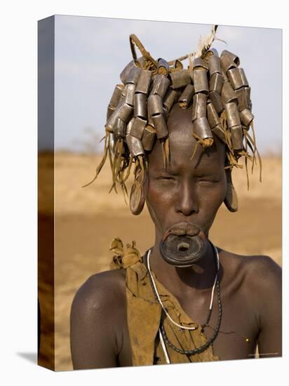 Portait of a Mursi Girl with Clay Lip Plate, Lower Omo Valley, Ethiopia-Gavin Hellier-Premier Image Canvas