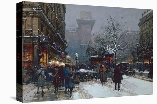 Porte St Denis, Paris black chalk and bodycolour-Eugene Galien-Laloue-Premier Image Canvas