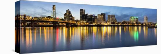 Portland Downtown along Willamette River at Blue Hour-jpldesigns-Premier Image Canvas