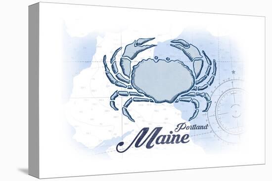 Portland, Maine - Crab - Blue - Coastal Icon-Lantern Press-Stretched Canvas