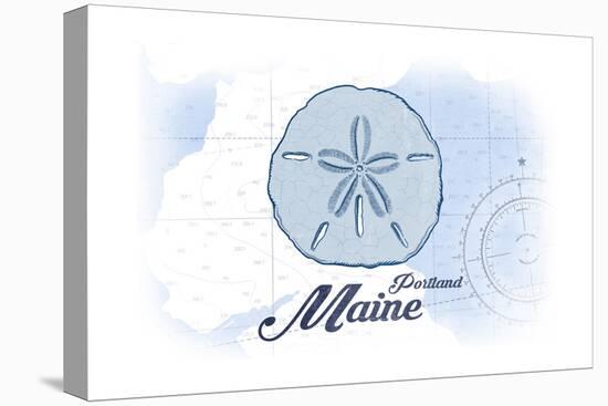 Portland, Maine - Sand Dollar - Blue - Coastal Icon-Lantern Press-Stretched Canvas