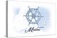 Portland, Maine - Ship Wheel - Blue - Coastal Icon-Lantern Press-Stretched Canvas