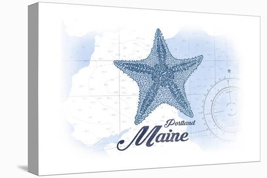Portland, Maine - Starfish - Blue - Coastal Icon-Lantern Press-Stretched Canvas