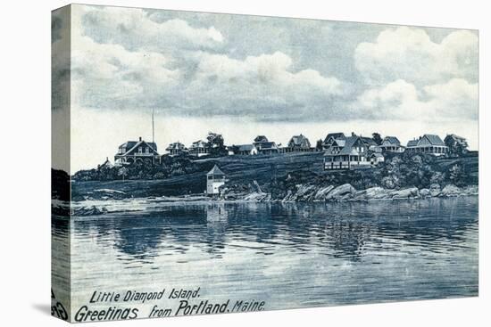Portland, Maine, View of Little Diamond Island-Lantern Press-Stretched Canvas
