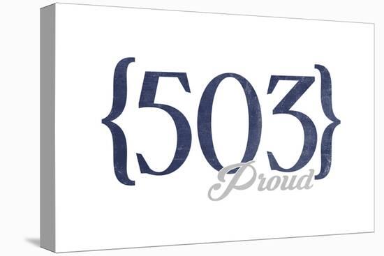 Portland, Oregon - 503 Area Code (Blue)-Lantern Press-Stretched Canvas