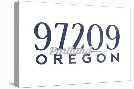 Portland, Oregon - 97209 Zip Code (Blue)-Lantern Press-Stretched Canvas