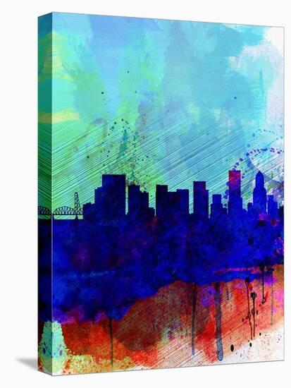 Portland Watercolor Skyline-NaxArt-Stretched Canvas