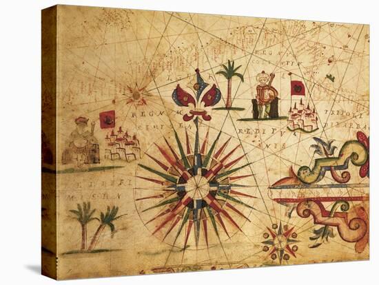 Portolan Chart Depicting Tripolitania, Africa and Wind Rose, 1631-Francesco Paolo Michetti-Premier Image Canvas