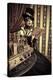 Portrait Of A Beautiful Steampunk Woman Over Vintage Background-prometeus-Stretched Canvas