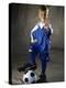 Portrait of a Boy Standing with His Foot on a Soccer Ball-null-Premier Image Canvas
