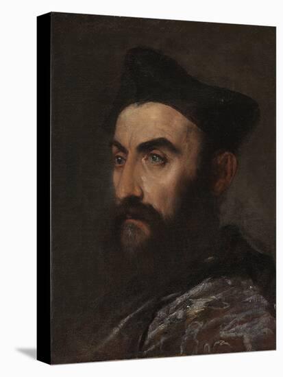 Portrait of a Cleric, Bust-Length, in a Blue Coat and Black Hat - a Fragment (Oil on Canvas)-Titian (c 1488-1576)-Premier Image Canvas