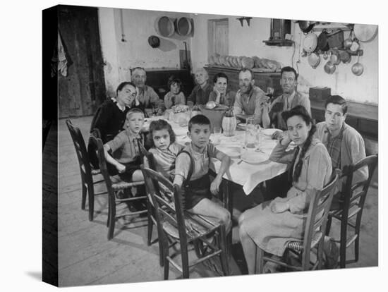 Portrait of a Family of Tuscan Tennat Farmers Sitting around Dinner Table-Alfred Eisenstaedt-Premier Image Canvas