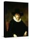 Portrait of a Gentleman Wearing a Ruff and Dark Clothes with a Wide Brimmed Hat-Ferdinand Bol-Premier Image Canvas