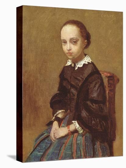 Portrait of a Girl, 1857-58 (Oil on Canvas)-Jean Baptiste Camille Corot-Premier Image Canvas