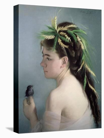 Portrait of a Girl Holding a Sparrow-Eva Gonzales-Premier Image Canvas