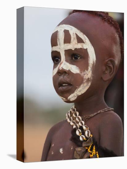 Portrait of a Hamer (Hamar) Child at Evangadi Dancing (Night Dance), Dombo Village, Turmi, Ethiopia-Jane Sweeney-Premier Image Canvas