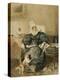 Portrait of a Lady by a Table with a Dog-William Henry Hunt-Premier Image Canvas