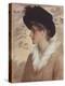 Portrait of a Lady, Half-Length, Wearing a Black Hat and Fur Stole, 1888 (Pencil and W/C on Paper)-George Henry Boughton-Premier Image Canvas