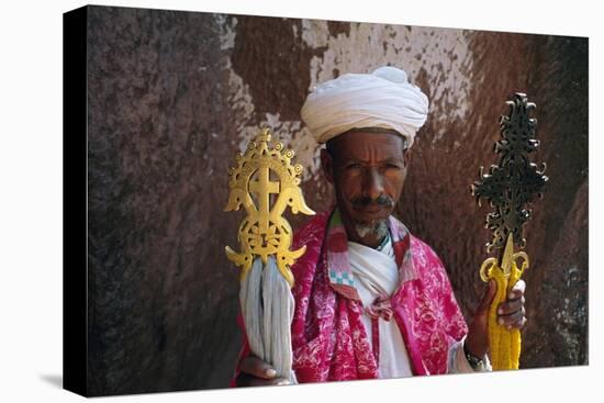 Portrait of a Man Holding Christian Symbols, Bieta Mercurios, Wollo Region, Ethiopia-Bruno Barbier-Premier Image Canvas