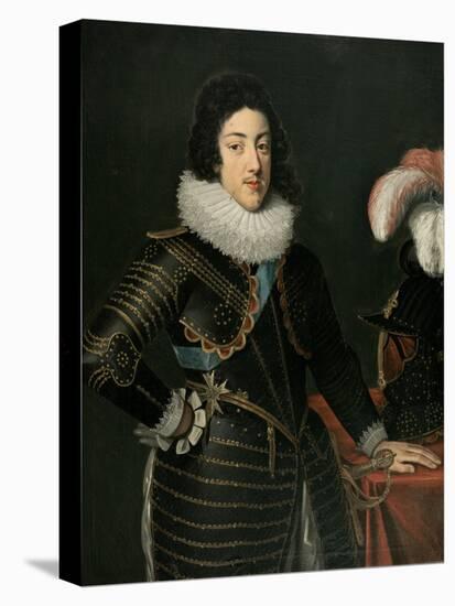 Portrait of a Man in Armour (Possibly Louis Xiii, King of France) (Oil on Canvas)-French School-Premier Image Canvas