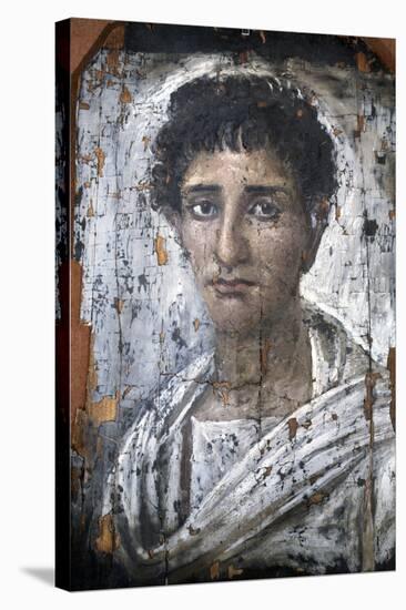 Portrait of a man painted on a wooden panel, Ancient Egyptian, Roman period, 3rd century AD-Werner Forman-Stretched Canvas