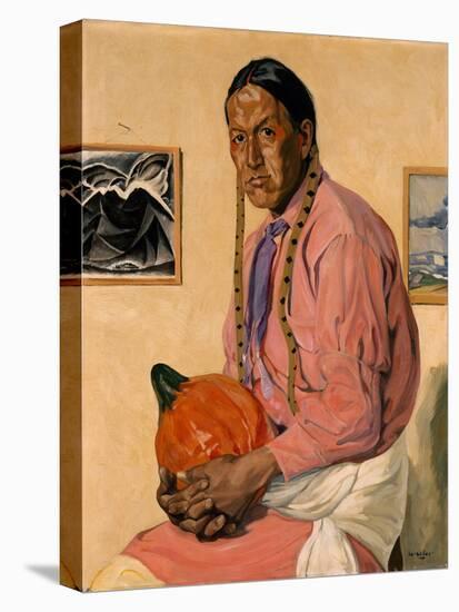 Portrait of a Man with a Pumpkin, C.1914-29 (Oil on Canvas)-Walter Ufer-Premier Image Canvas