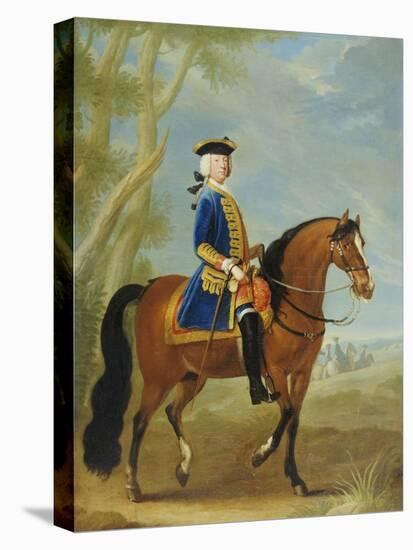 Portrait of a Mounted Officer, Horsemen Beyond in a Landscape-John Wootton-Premier Image Canvas