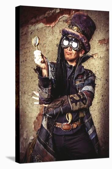 Portrait Of A Steampunk Man In The Ruins-prometeus-Stretched Canvas