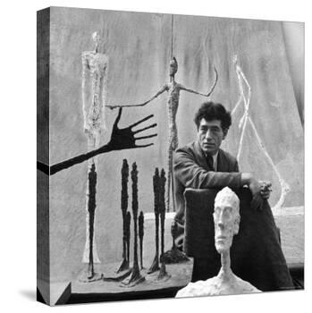 Portrait of Alberto Giacometti Surrounded by His Sculptures-Gordon Parks-Premier Image Canvas