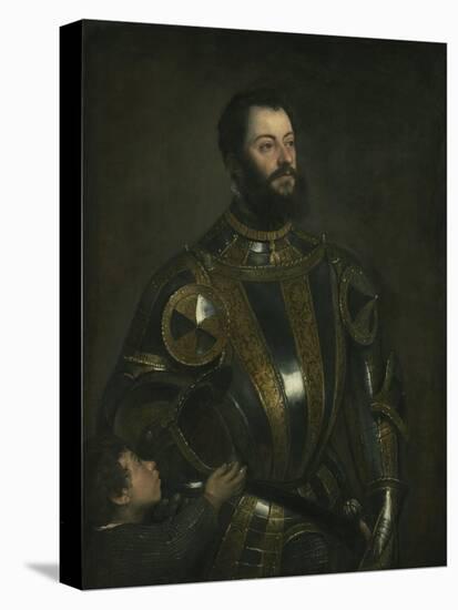 Portrait of Alfonso D'Avalos, Marchese Del Vasto, in Armor with a Page, 1533-Titian (Tiziano Vecelli)-Premier Image Canvas