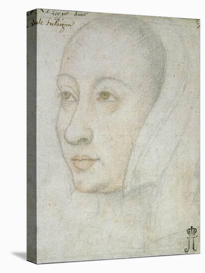 Portrait of Anne of Brittany (1477-1514), 15Th Century (Black Chalk and Sanguine on Paper)-Jean Bourdichon-Premier Image Canvas