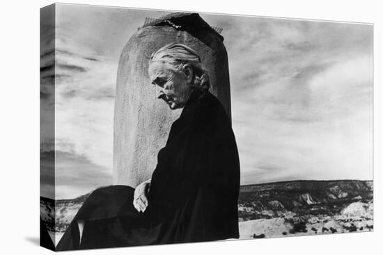 Portrait of Artist Georgia O'Keeffe Sitting on the Roof of Her Ghost Ranch Home-John Loengard-Premier Image Canvas