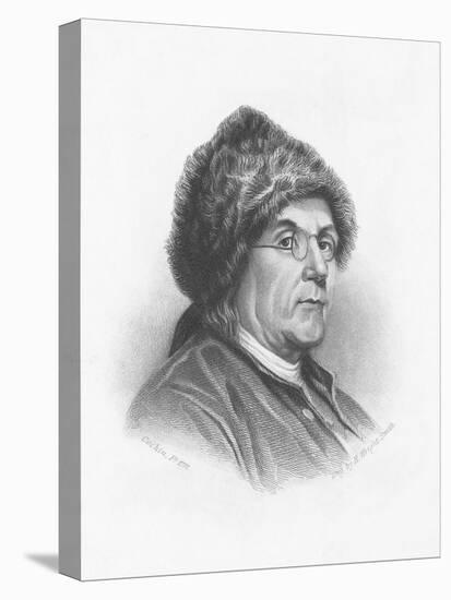 Portrait of Benjamin Franklin Wearing a Fur Hat-null-Premier Image Canvas